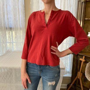 Pendleton Juniors Henley Top Red/Rust Sz L Cotton